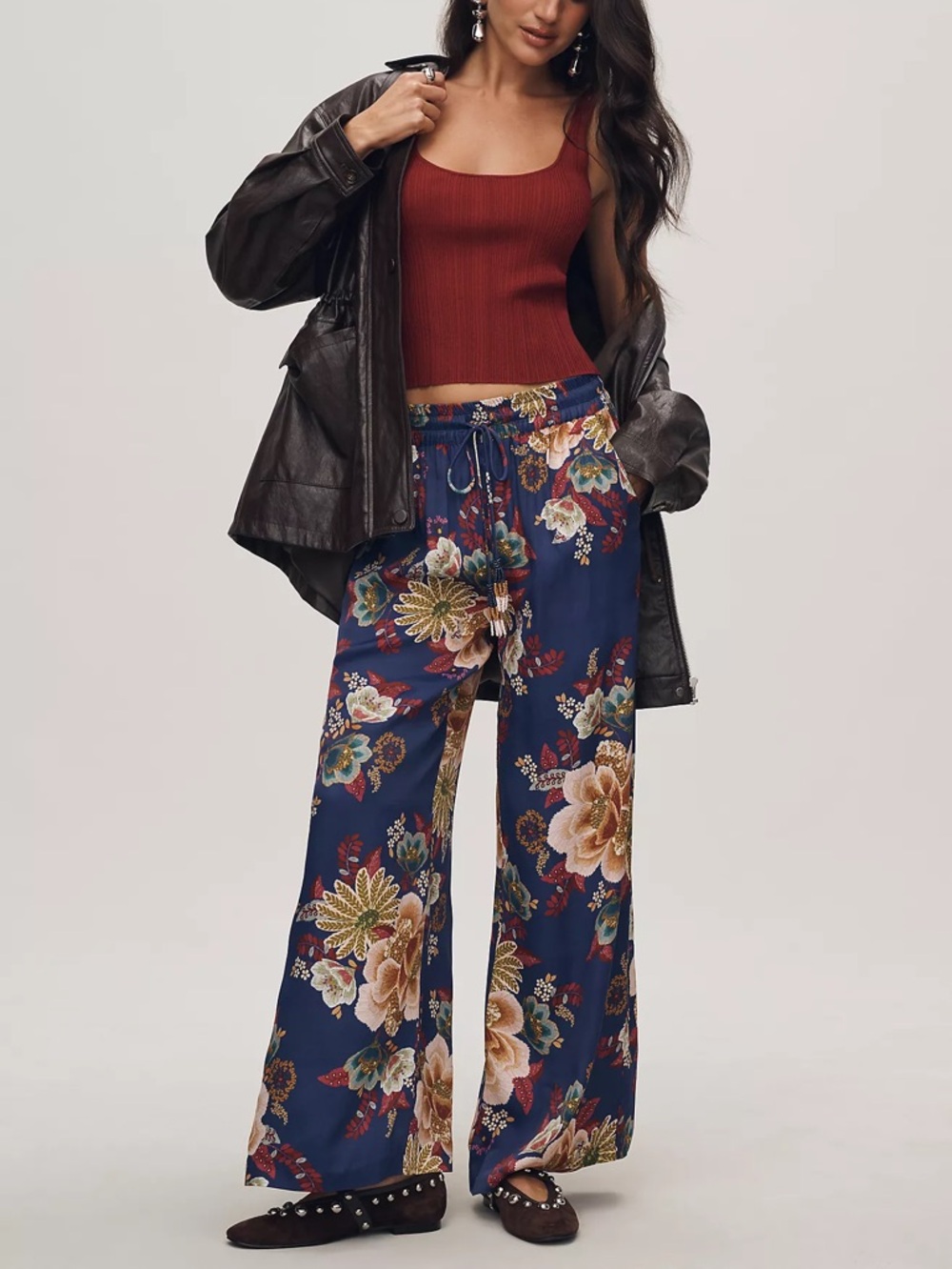 NWT Size M - Farm Rio x Anthropologie Floral Wide Leg Pants